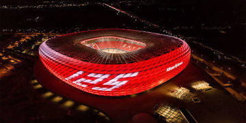Colourful Allianz Arena in Munich at Night