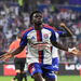 Ernest Nuamah in celebration after scoring for Lyon