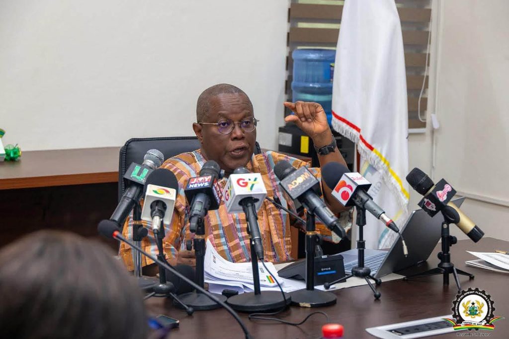 Ghana Moves to Break Stop-Go Infrastructure Cycle 2 NDPC Chairman Dr Nii Moi Thompson addressing journalists