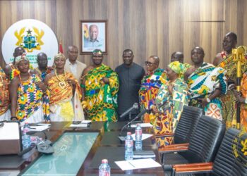 The Eastern Nzema Traditional Authority with the Minister for Lands and Natural Resources, Hon. Emmanuel Armah-Kofi Buah
