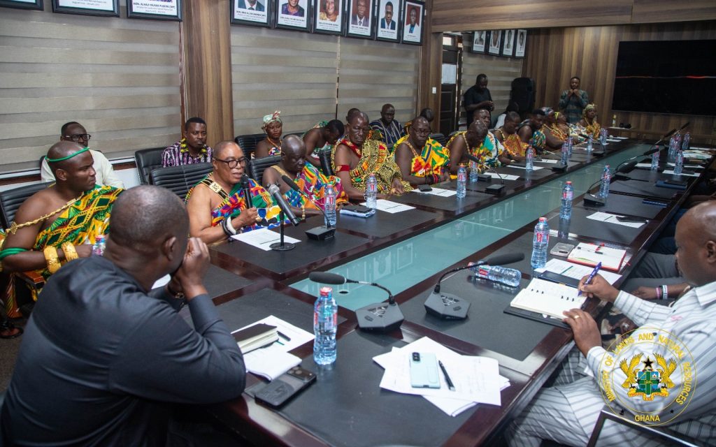 The Eastern Nzema Traditional Authority with the Minister for Lands and Natural Resources, Hon. Emmanuel Armah-Kofi Buah