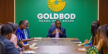 Ghana Gold Board (GoldBod), Richard Nunekpeku, Esq., with a delegation from the United Nations University Institute for Natural Resources in Africa (UNU-INRA),