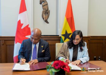 Ghana’s Foreign Affairs Minister Samuel Okudzeto Ablakwa and Canada’s Foreign Affairs Minister Anita Anand sign a Letter of Intent in Ottawa to deepen bilateral relations and strengthen cooperation across key sectors.