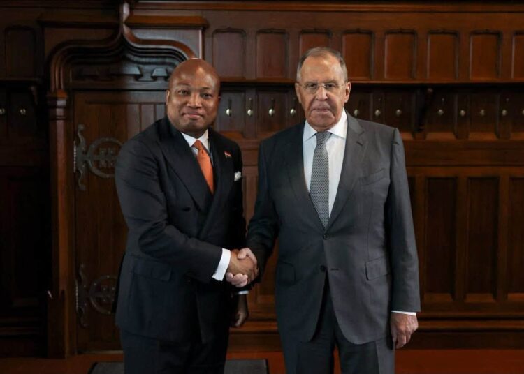 Foreign Affairs Minister Samuel Okudzeto Ablakwa, left, and Russian Foreign Minister Sergey Lavrov exchange pleasantries. Photo: Ministry of Foreign Affairs