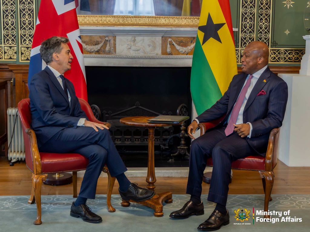 Mahama, UK Foreign Secretary Discuss Trade and Investment in London 3 Ghana’s Foreign Affairs Minister Samuel Okudzeto Ablakwa meets UK Foreign Secretary Ed Miliband to discuss bilateral relations, IELTS exemption negotiations and reparatory justice.