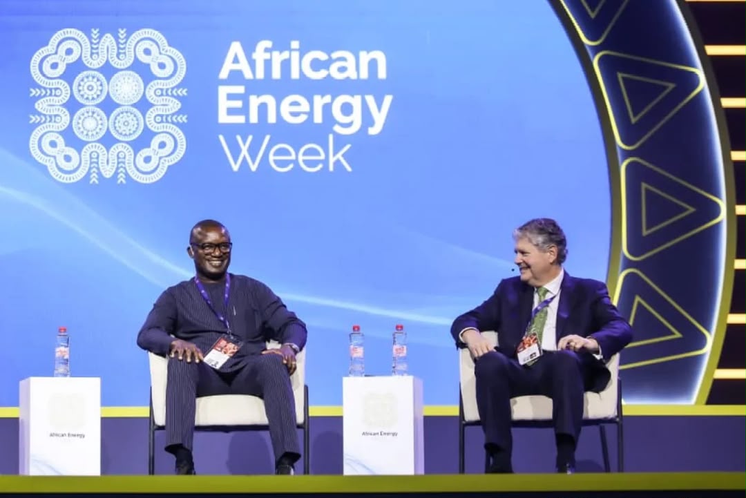 Energy and Green Transition Minister John Abdulai Jinapor together with Andrew G. Inglis, Chairman and Chief Executive Officer of Kosmos Energy at AEW 2026