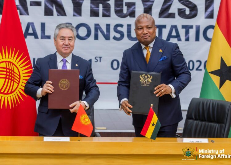 Ghana, Kyrgyzstan Move to Open West Africa–Central Asia Trade Corridor 1 Ghana's Foreign Minister Samuel Okudzeto Ablakwa and Hon. Jeenbek Kulubayev, Kyrgyz Foreign Affairs Minister Sign Agreements and Identify Strategic Areas for Expanded Cooperation
