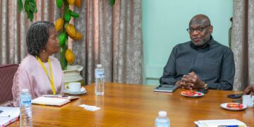 Dr. Ransford Abbey, CEO of Cocoa Board in a meeting South  Africa Ambassador Designate, Madan Linda Shongwe