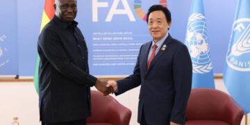 Hon, Eric Opoku, Ghana's Minister for Food and Agriculture and the FAO Director -General, Dr. Qu Dongyu in Rome Italy