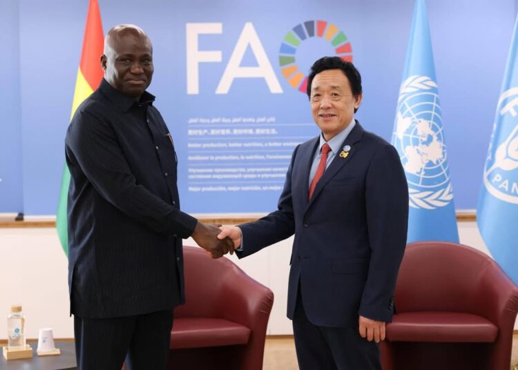 Ghana –FAO Deepen Agrifood Cooperation 1 Hon, Eric Opoku, Ghana's Minister for Food and Agriculture and the FAO Director -General, Dr. Qu Dongyu in Rome Italy