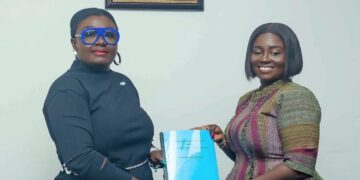 The CEO of Ghana Enterprise Agency, Ms Margaret Ansei During the Signing of the MoU with the SanlanAllianz Ghana Insurance