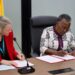 The Minister for Fisheries and Aquaculture, Hon. Emelia Arthur Signing the MoU ON Ghana.