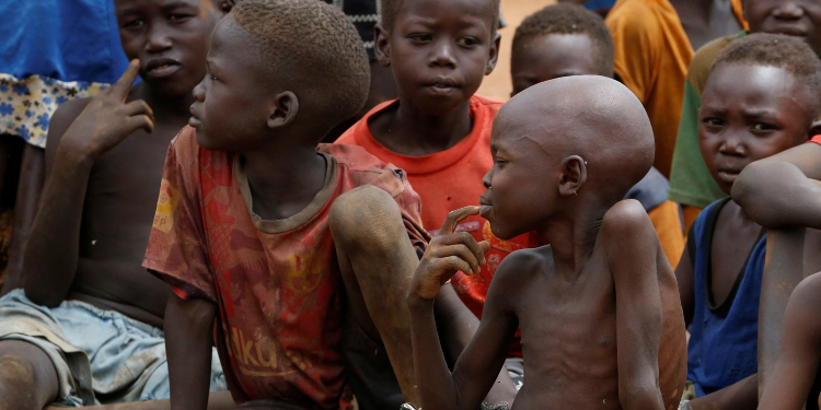 War-Torn Sudan Faces Growing Famine Threat From Drought 1 Displaced children gathered at an internally displaced person (IDP) camp
