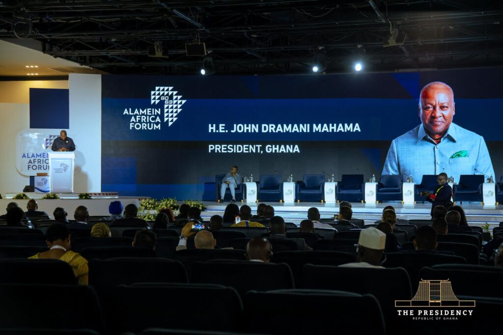 Mahama Challenges Financiers, Regulators to Build Africa’s Health Sovereignty 4 President John Dramani Mahama addresses the Alamein Africa Forum in Egypt, calling for bold action to strengthen Africa’s health sovereignty.
