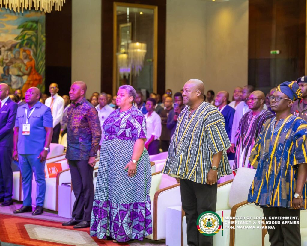 President Mahama at the conference programme among government officials and delegates at the National Conference on Housing Finance on October 7, 2026. Photo credit: Ministry of Local Government, Chieftaincy and Religious Affairs