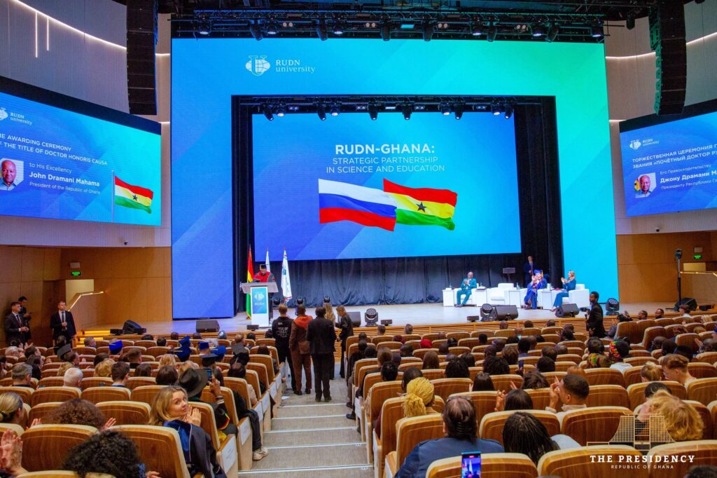 Mahama: African Leaders Must Turn Liberation Ideals into Action 3 President John Dramani Mahama speaking at the People’s Friendship University of Russia (RUDN) in Moscow
