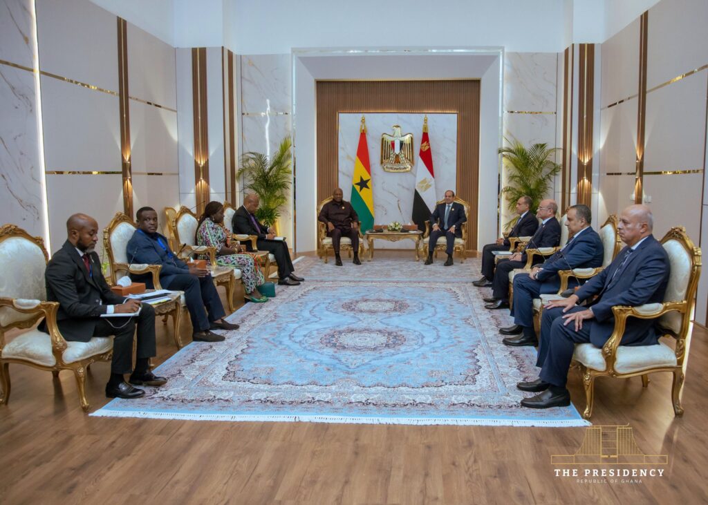 President John Dramani Mahama meets Egyptian President Abdel Fattah el-Sisi on the sidelines of the 8th African Union Mid-Year Coordination Summit to strengthen Ghana-Egypt relations.
