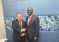 Dr Cassiel Ato Forson, Ghana's Minister for Finance with Ambroise Fayolle, Vice-President of the European Investment Bank
