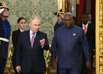 President John Dramani Mahama with President Vladimir Putin