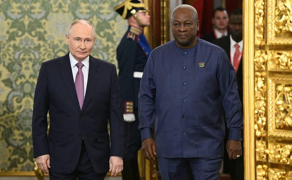 President John Dramani Mahama with President Vladimir Putin