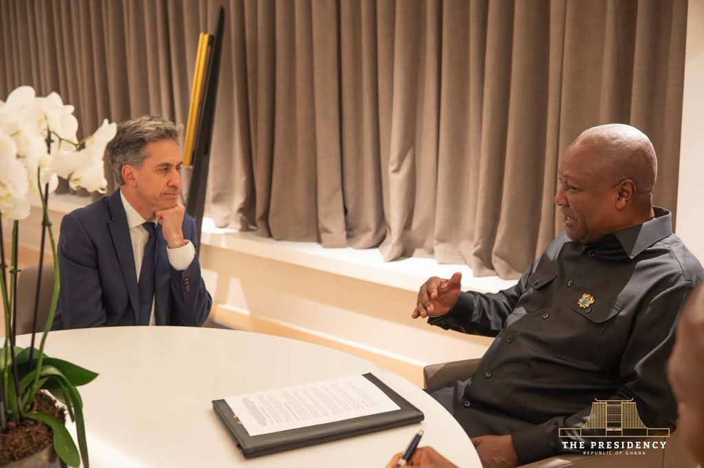 Mahama, UK Foreign Secretary Discuss Trade and Investment in London 2 President Mahama and UK Foreign Secretary Ed Miliband engage in discussions on expanding economic cooperation and advancing sustainable growth between Ghana and the United Kingdom.
