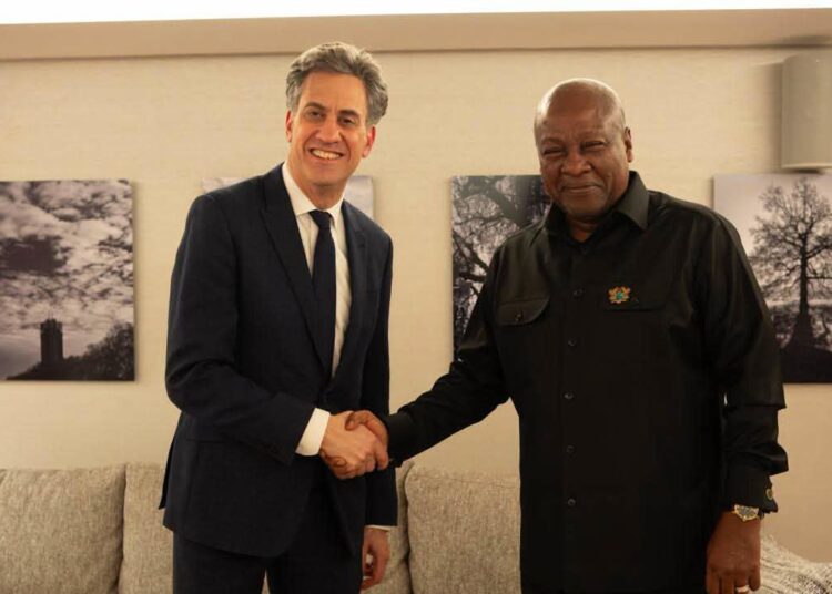 Mahama, UK Foreign Secretary Discuss Trade and Investment in London 1 President John Dramani Mahama meets UK Foreign Secretary Ed Miliband in London to strengthen Ghana-UK relations, with discussions focused on trade, investment and shared global priorities.