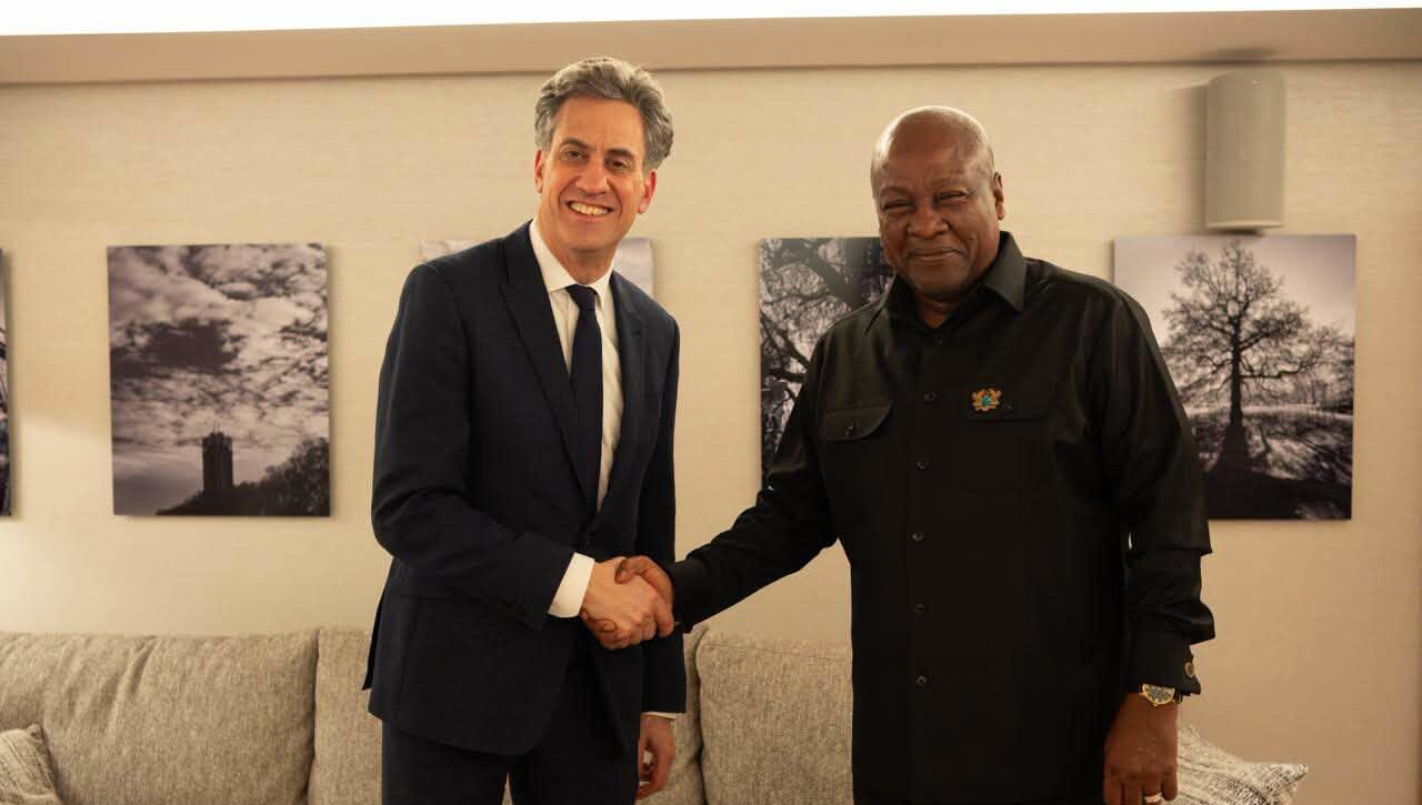 President John Dramani Mahama meets UK Foreign Secretary Ed Miliband in London to strengthen Ghana-UK relations, with discussions focused on trade, investment and shared global priorities.
