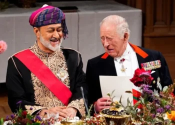 The King and Queen hosted a state banquet at Windsor Castle for the Sultan of Oman on his state visit to the UK
