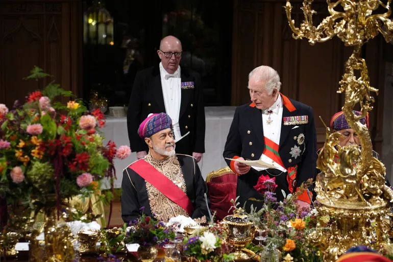 King Charles III Praises Oman’s Middle East Peace Efforts 2 The King and Queen hosted a state banquet at Windsor Castle for the Sultan of Oman on his state visit to the UK 2 1