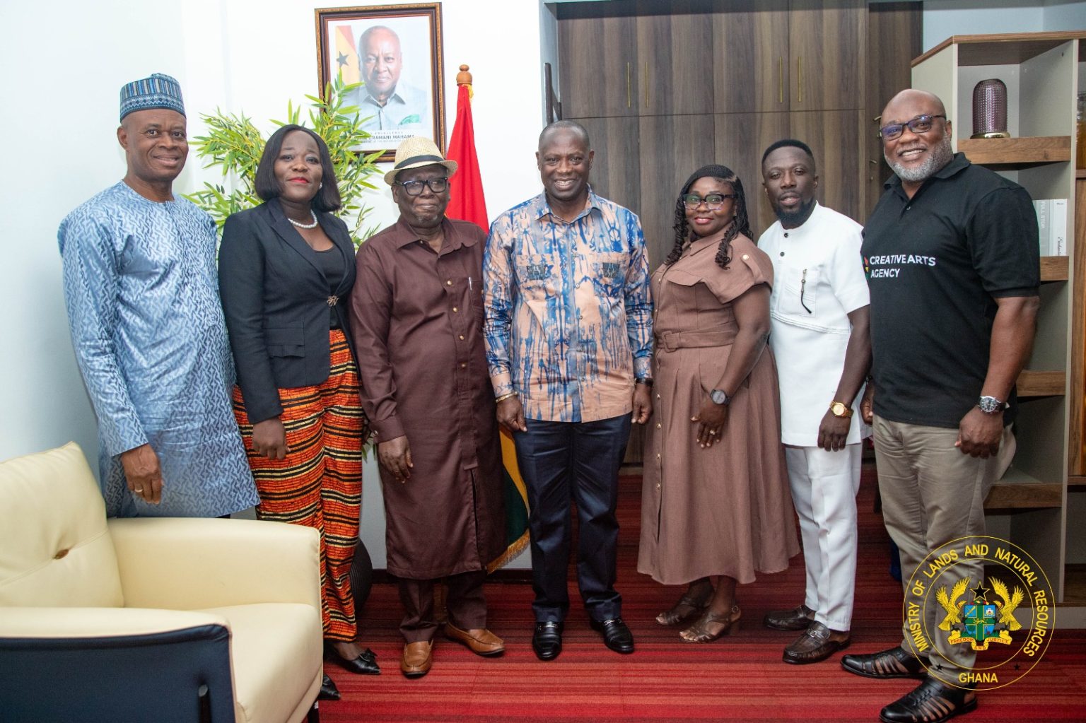 Minister for Lands and Natural Resources, Hon. Emmanuel Armah-Kofi Buah, with The Governing Board of the Creative Arts Agency