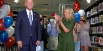 Joe Biden accepts Democratic Party's nomination with family present. Image credit: DNCC