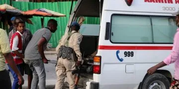 An ambulance is seen near a blast site that rocked a military base in Mogadishu
Image credit: sputniknews
