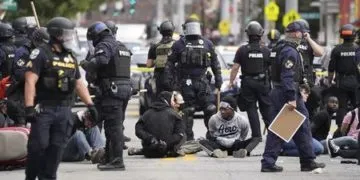 Two officers shot during protests. Image: Getty Images