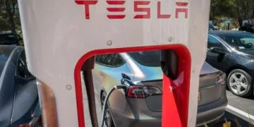 A Tesla Inc. vehicle charges at a charging station in San Mateo, California, U.S. Image: Getty Images