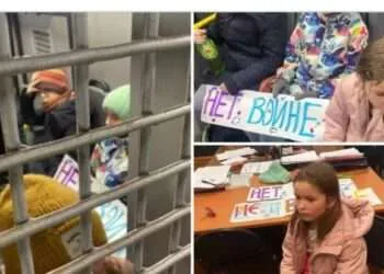 Children Arrested in Russia for Waving Signs of 'no more war' 6 Children Arrested in Russia for Waving Signs of 'no more war'