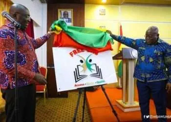 Manasseh Azure Awuni Credits Free SHS to NPP 2 President Akufo-Addo and Vice President Dr Mahamudu Bawumia launching the Free SHS