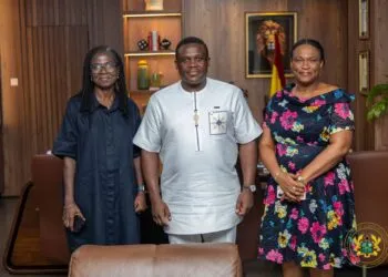 Communication Minister Engages MTN Over Data Price Glitch and Delays 4 Hon. Samuel Nartey George, Minister for Communication, Digital Technology and Innovations, with MTN's Chief Corporate Services and Sustainability Officer, Ms. Adwoa Afriyie Wiafe, and Co.